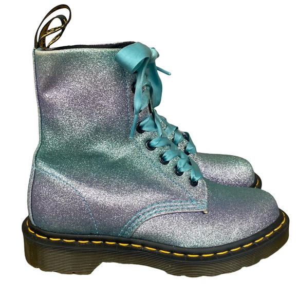 Dr. Martens 1460 Pascal Glitter Boots Blue Size 5 US Ladies - Picture 5 of 10